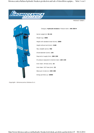 Młoty hydrauliczne Idromeccanica IMI 290 M