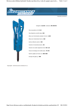 Młoty hydrauliczne Idromeccanica IMI 400