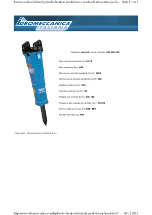 Młoty hydrauliczne Idromeccanica IMI 400 Top