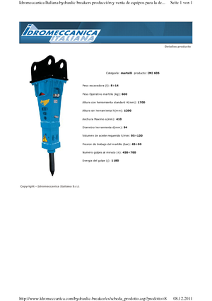 Młoty hydrauliczne Idromeccanica IMI 605