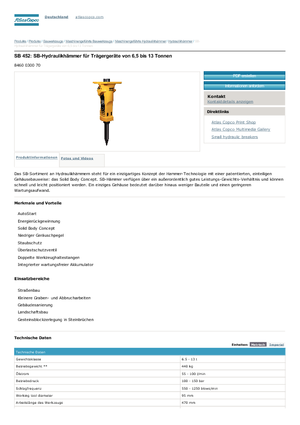 Młoty hydrauliczne Atlas Copco SB 452