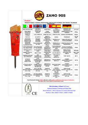 Młoty hydrauliczne Zamo Zamo 90 S