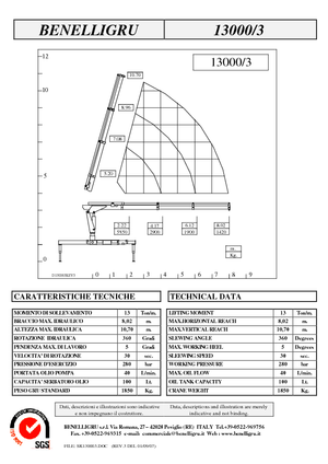 Hydrauliczne żurawie do załadunku Benelligru 13000/3