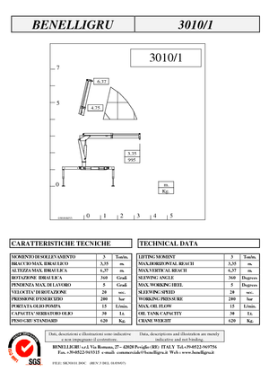 Hydrauliczne żurawie do załadunku Benelligru 3010/1