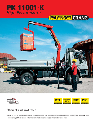 Hydrauliczne żurawie do załadunku Palfinger PK 11001 K