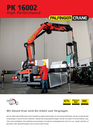 Hydrauliczne żurawie do załadunku Palfinger PK 16002 D