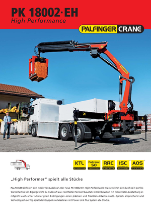Hydrauliczne żurawie do załadunku Palfinger PK 18002-EH E