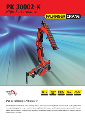 Hydrauliczne żurawie do załadunku Palfinger PK 30002-K A