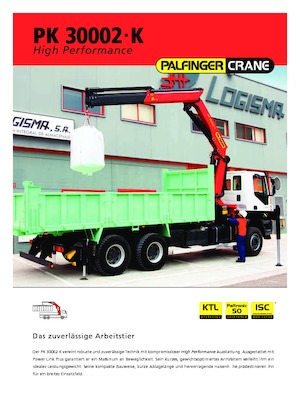 Hydrauliczne żurawie do załadunku Palfinger PK 30002-K A
