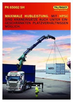 Hydrauliczne żurawie do załadunku Palfinger PK 65002 SH E