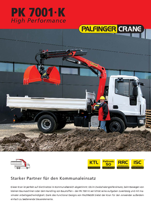 Hydrauliczne żurawie do załadunku Palfinger PK 7001 K A