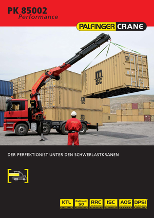 Hydrauliczne żurawie do załadunku Palfinger PK 85002 HPLS F