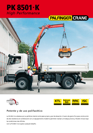 Hydrauliczne żurawie do załadunku Palfinger PK 8501 K