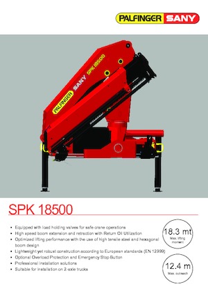 Hydrauliczne żurawie do załadunku Sany SPK 18500 A