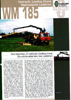 Hydrauliczne żurawie do załadunku Ostroj WM 185 NT