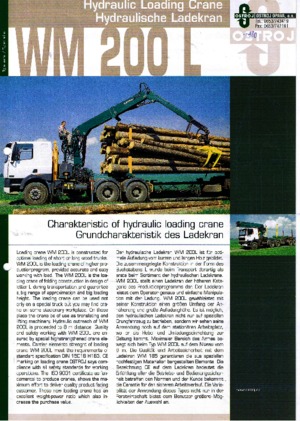 Hydrauliczne żurawie do załadunku Ostroj WM 200 L