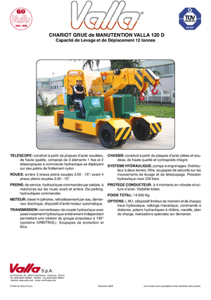 Przemysłowe żurawie samojezdne Valla 120 D 