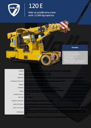 Przemysłowe żurawie samojezdne Valla 120 E 