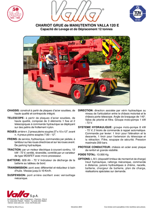 Przemysłowe żurawie samojezdne Valla 120 E 