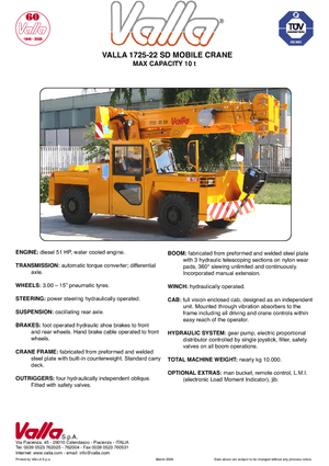 Przemysłowe żurawie samojezdne Valla 1725-22 SD