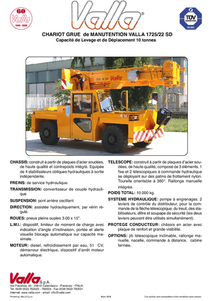 Przemysłowe żurawie samojezdne Valla 1725-22 SD