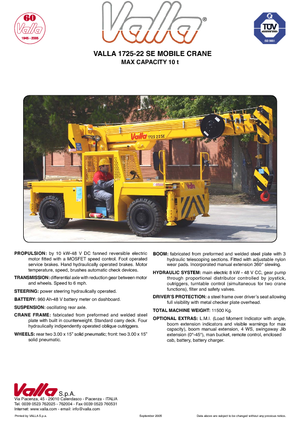Przemysłowe żurawie samojezdne Valla 1725-22 SE