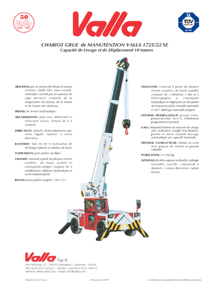 Przemysłowe żurawie samojezdne Valla 1725-22 SE