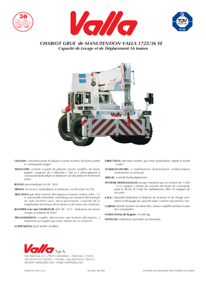 Przemysłowe żurawie samojezdne Valla 1725-36 SE