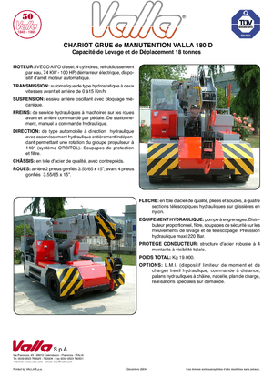 Przemysłowe żurawie samojezdne Valla 180 D 