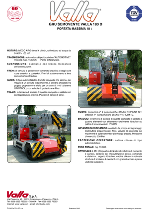 Przemysłowe żurawie samojezdne Valla 180 D 