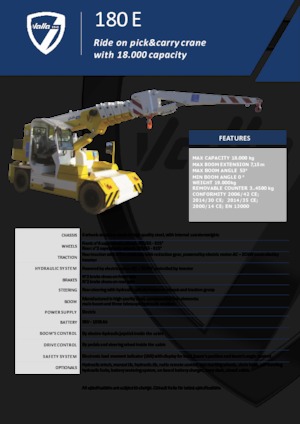 Przemysłowe żurawie samojezdne Valla 180 E 