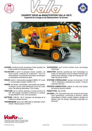 Przemysłowe żurawie samojezdne Valla 180 E 