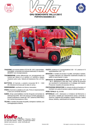 Przemysłowe żurawie samojezdne Valla 250 E 