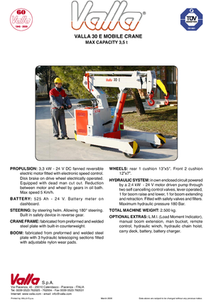 Przemysłowe żurawie samojezdne Valla 30 E
