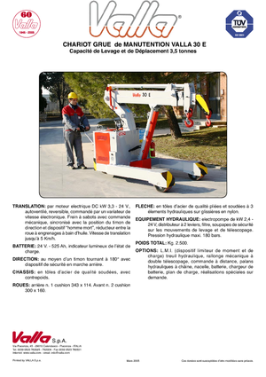 Przemysłowe żurawie samojezdne Valla 30 E