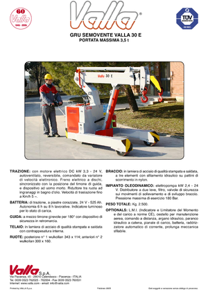 Przemysłowe żurawie samojezdne Valla 30 E