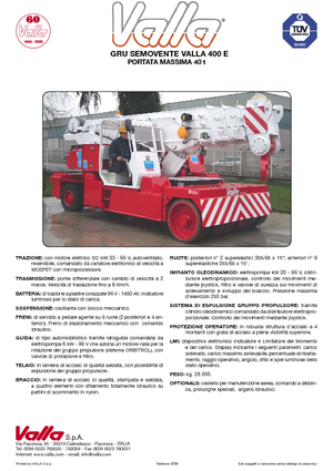 Przemysłowe żurawie samojezdne Valla 400 E 