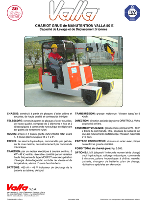 Przemysłowe żurawie samojezdne Valla 50 E