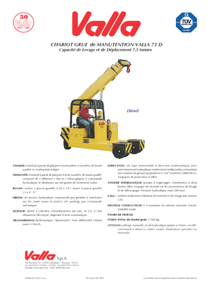 Przemysłowe żurawie samojezdne Valla 75 D 
