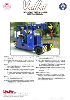 Przemysłowe żurawie samojezdne Valla 90 D 