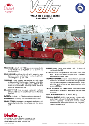 Przemysłowe żurawie samojezdne Valla 900 E