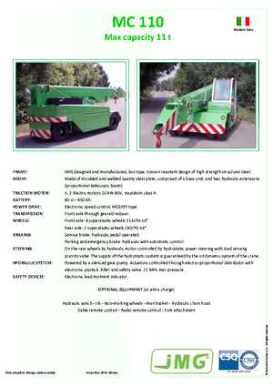 Przemysłowe żurawie samojezdne JMG MC 110