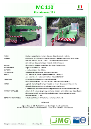 Przemysłowe żurawie samojezdne JMG MC 110