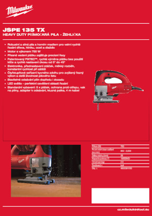 Wyrzynarki Milwaukee JSPE 135 TX