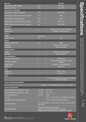 Prasa kostkująca Massey Ferguson MF 2140 SP