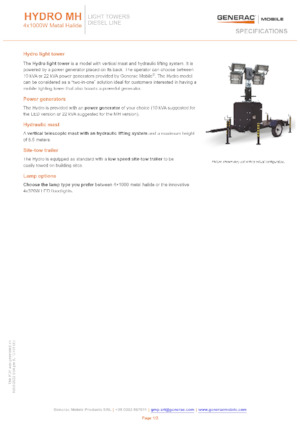 Maszty oświetleniowe Generac Mobile Hydro MH
