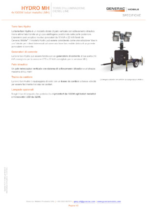Maszty oświetleniowe Generac Mobile Hydro MH