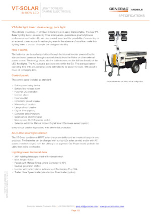 Maszty oświetleniowe Generac Mobile VT-Solar