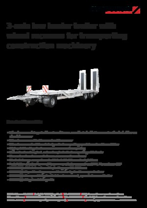 Przyczepy niskopodwoziowe Schwarzmüller 3-axle low loader trailer with wheel recesses for transporting construction machinery