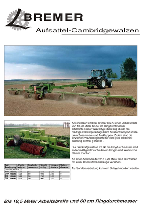 Walce łąkowe i polowe Bremer CWK 1520/60